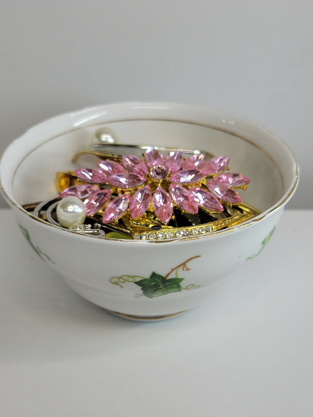 Bone China Dish Filled With Brooches